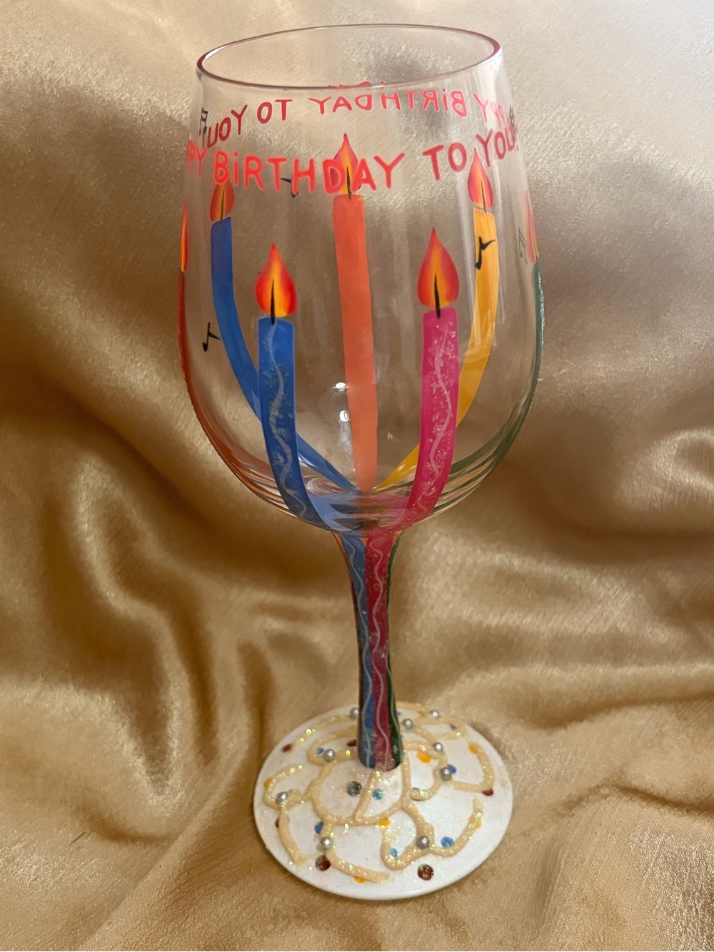 Lolita Multicolor Candle Stemmed Wine Glass - Blue Pink Orange Yellow